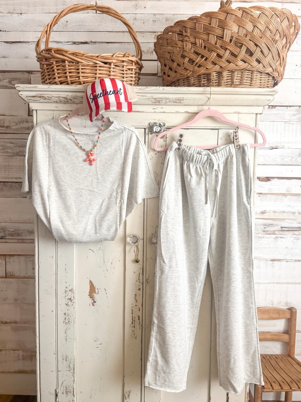 Light Gray Lounge Set - Cozy Tee & Drawstring Pants